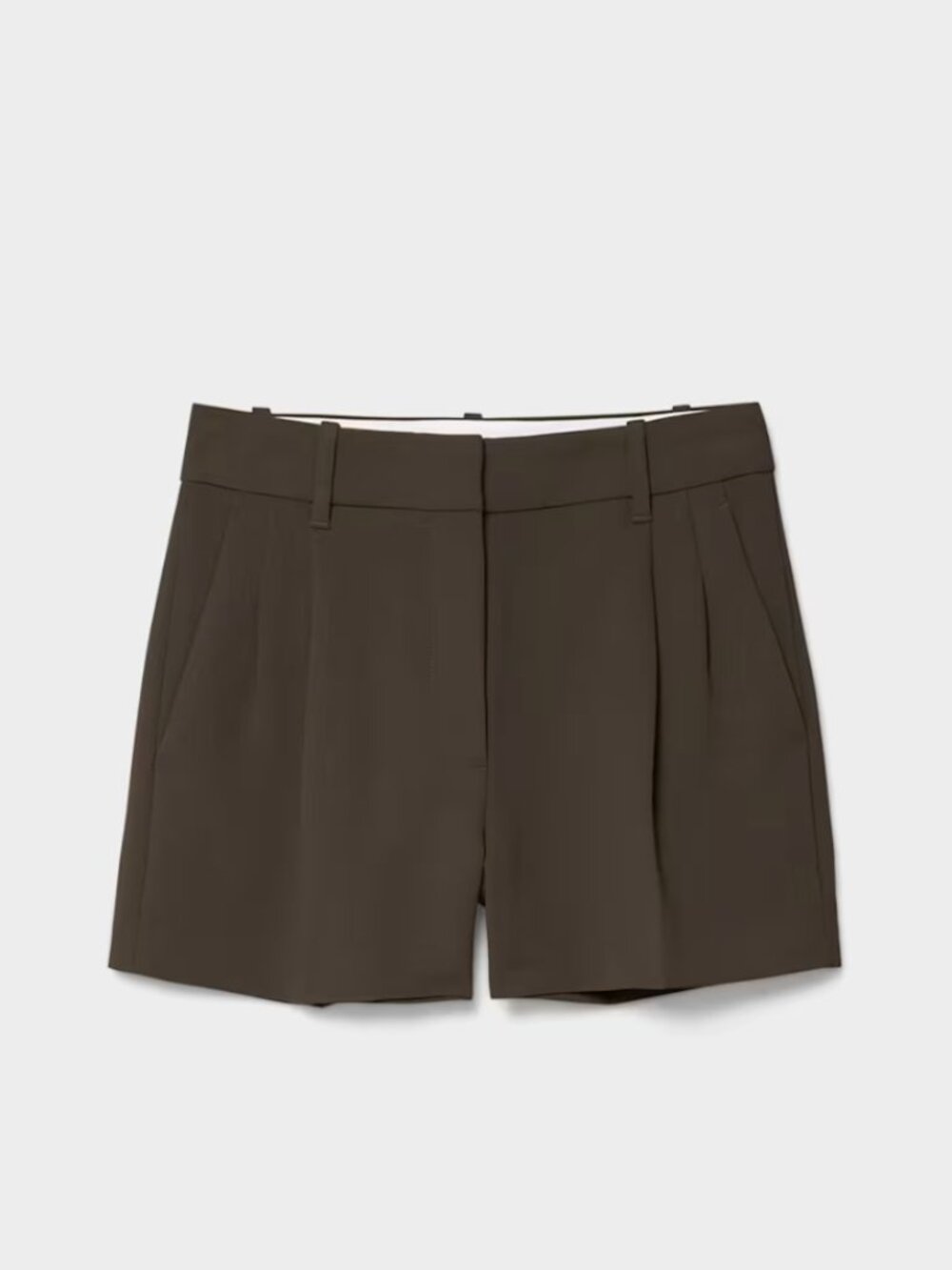 Aritzia The Effortless Japanese Crepe Mini Shorts Cacao Nib Brown 12 Like New